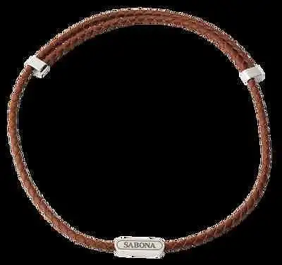 new sabona of london leather magnetic 860 necklace-brown