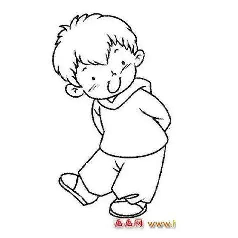 侧身站的小男孩简笔画
