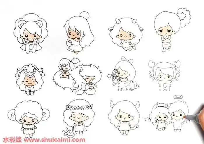 12星座娃娃怎么画12星座娃娃简笔画简单上色教程图解