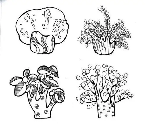 植物形状建筑简笔画