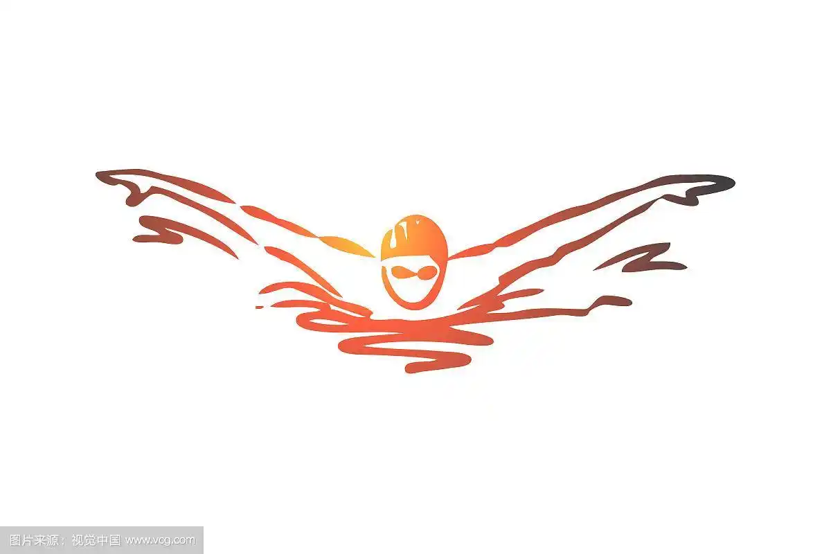 游泳蝶泳运动员泳池概念