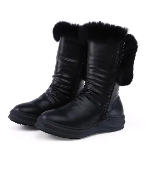 中小童黑色时尚韩版保暖靴子