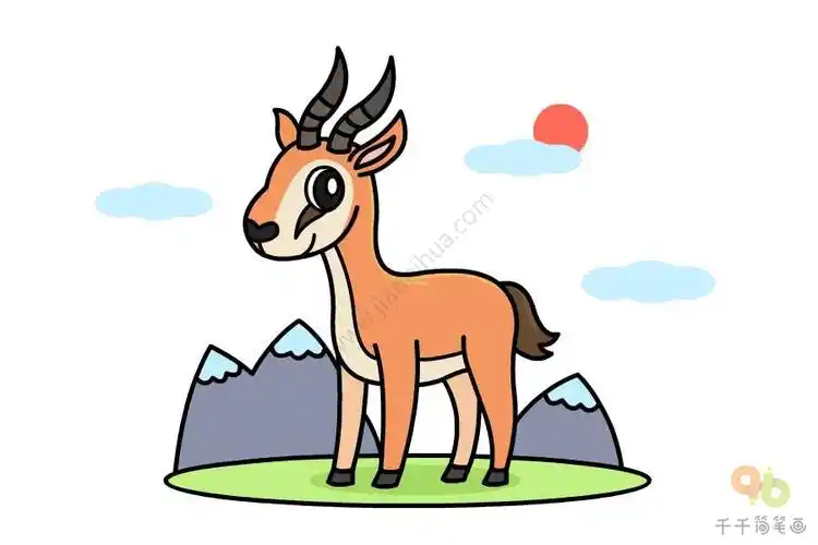 藏羚羊简笔画图片