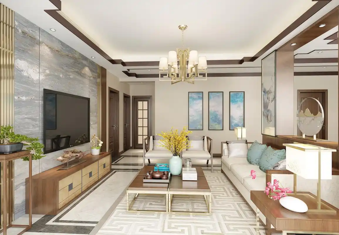 南城都汇140㎡三居中式风格装修效果图