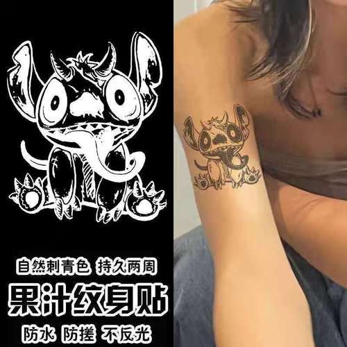 小恶魔史迪仔可爱卡通草本果汁纹身贴半永久持久防水不掉色逼真