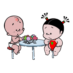可爱萌娃小孩萌萌哒肚兜娃娃吃东西gif动图_动态图_表情包下载_soogif