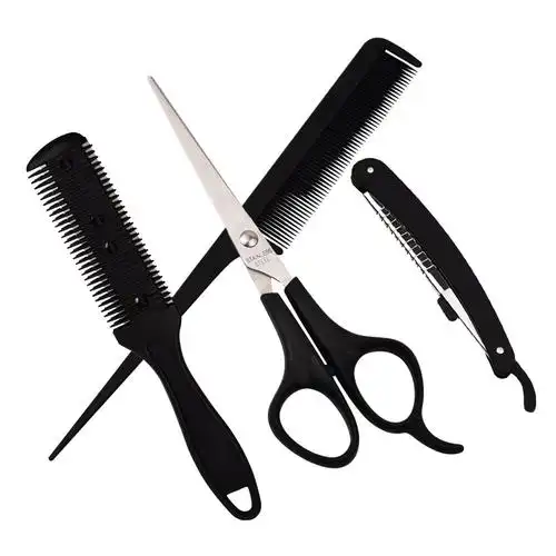 家庭美发剪理发可用美发四件套平剪刮胡刀尖头梳理发剪发工具套装