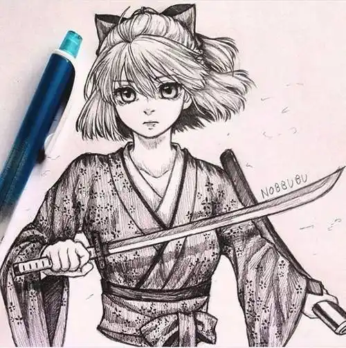 他笔下的素描动漫,每一张都很吸睛,这线稿太好看了!