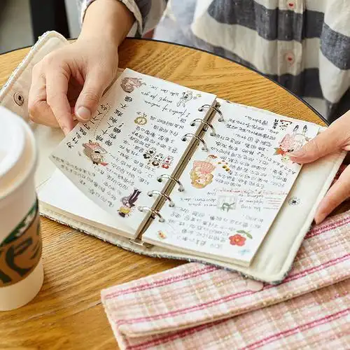 简约日系活页本布面手账本网红ins风笔记本子手帐本套装小清新创意