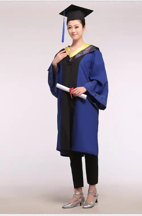 厂家批发硕士服研究生毕业礼服学士学位服含垂布和学士帽厂家直销