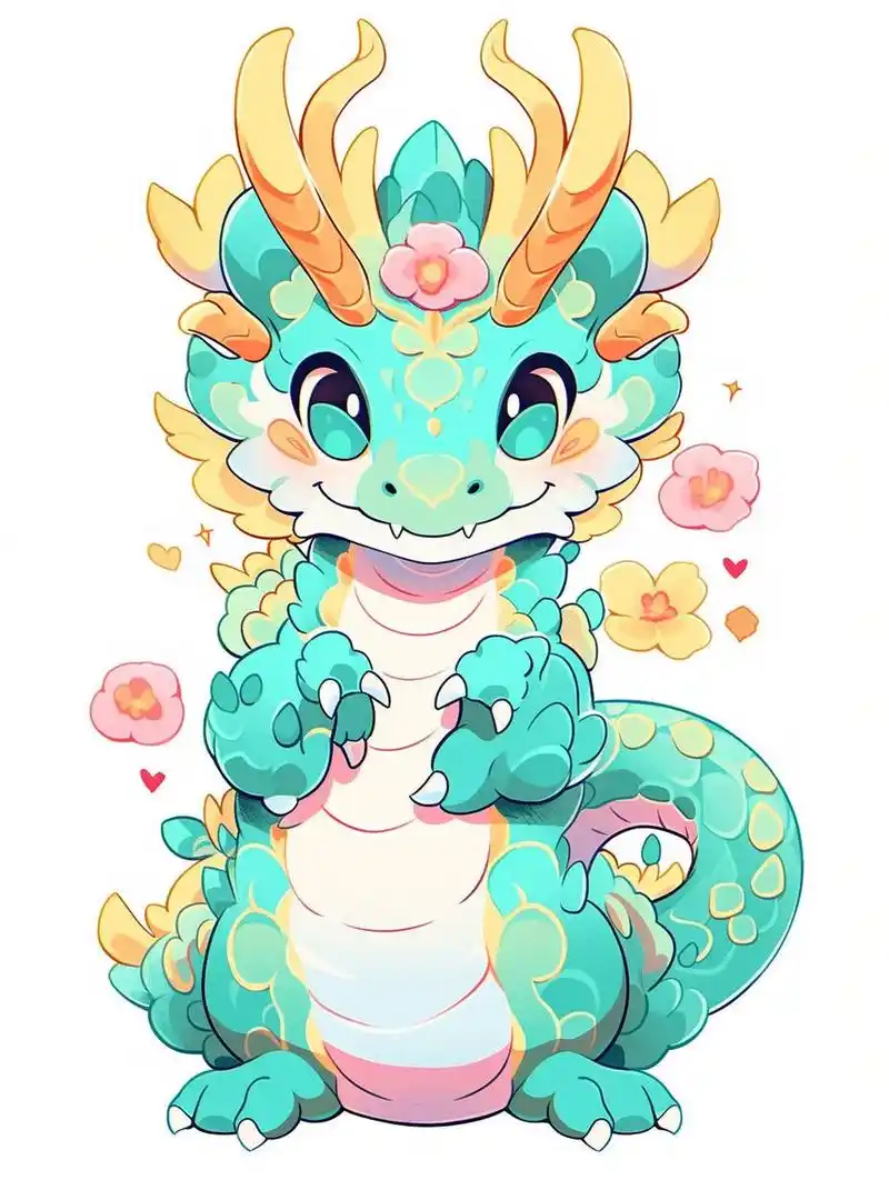 可爱小龙/龙年ip形象/卡通可爱小龙插画 魔法关键词: kawaii dragon