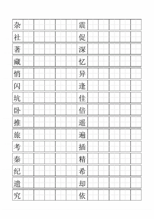 人教版小学语文三年级的上册生字表二田字格打印版.doc 10页