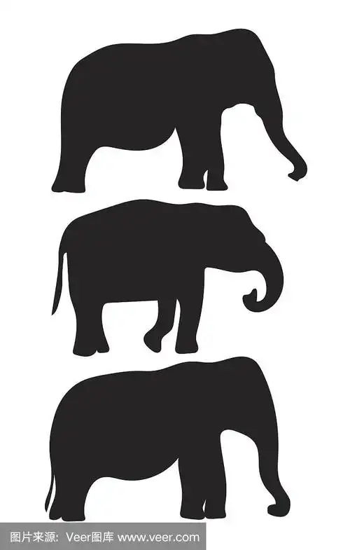大象的黑色剪影