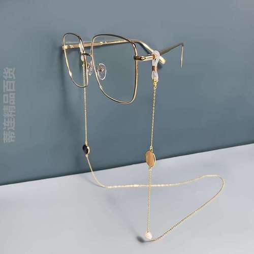 纯银马蹄螺珍珠眼镜链女挂脖复古墨镜链条时尚网红挂链眼镜防滑链