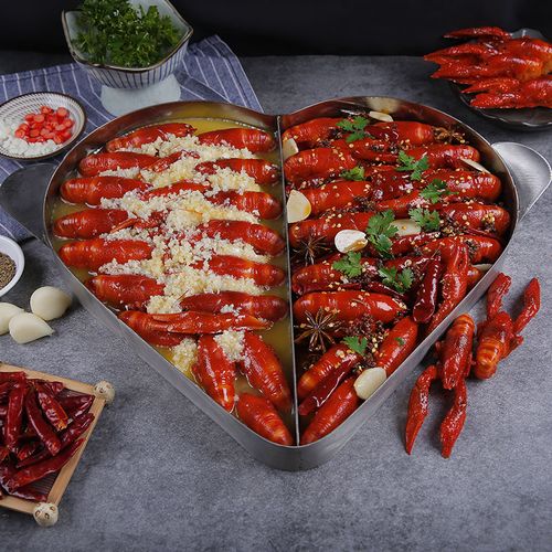 仿真菜品模型食物食品爱心双拼小龙虾假菜道具仿真水果