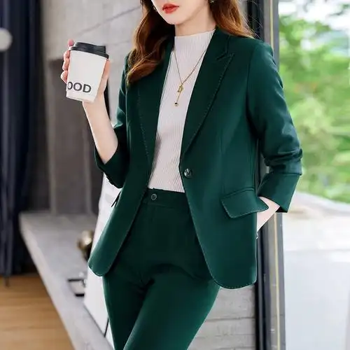 套装女2023新款气质女神范西服外套通勤经理职业装正装酒红色西装