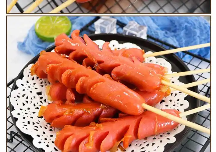 得力龙麦穗开花肠切花肠户外烧烤食材商用油炸热狗火腿烤香肠15串