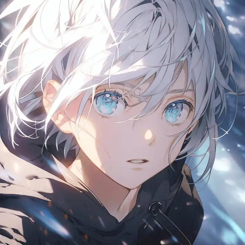 动漫男头白毛阳光少年