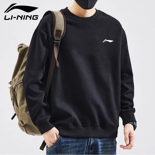 李宁(li-ning)卫衣男春季运动衣服饰长袖男装logo圆领宽松套头衫篮球