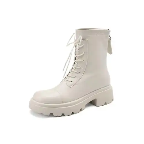 达芙妮马丁靴女靴子2023新款厚底秋季白色显脚小秋冬爆款欧货短靴