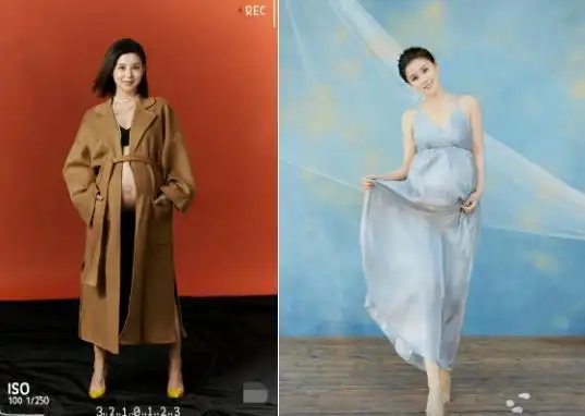 李小萌晒二胎孕肚照穿高跟鞋肚子大如球老公贴身拥抱好恩爱