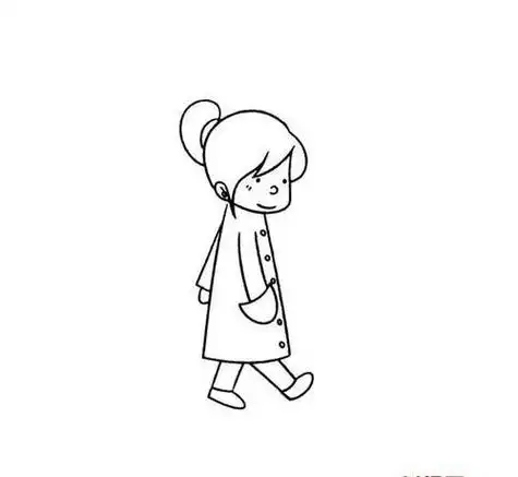 走路的女孩简笔画走路的女孩简单画法育才简笔画图片小女孩走路的画法