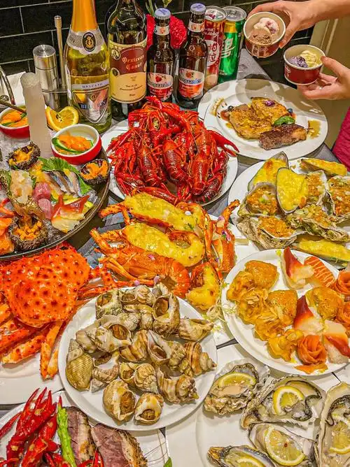 温州海鲜自助餐天花板73不限量吃波龙帝王蟹