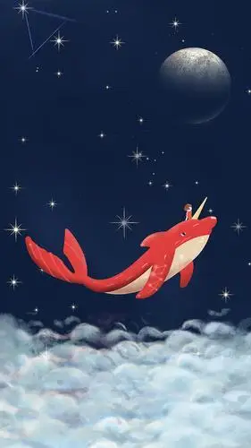 鲲大鱼海棠的红色鲲简笔画步骤教程大鱼海棠儿童画怎么画大鱼海棠简笔