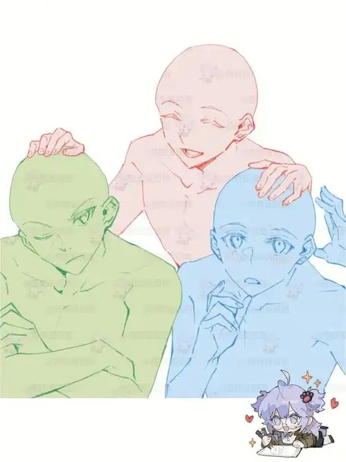 三人模板#画画  #画画的日常  ##寻找小红书绘画大神  #绘画