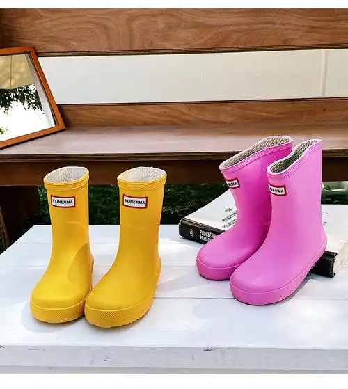 宝宝幼儿园洋气百搭中筒雨靴允儿妈女童儿童防滑雨鞋小童中筒靴黑色23