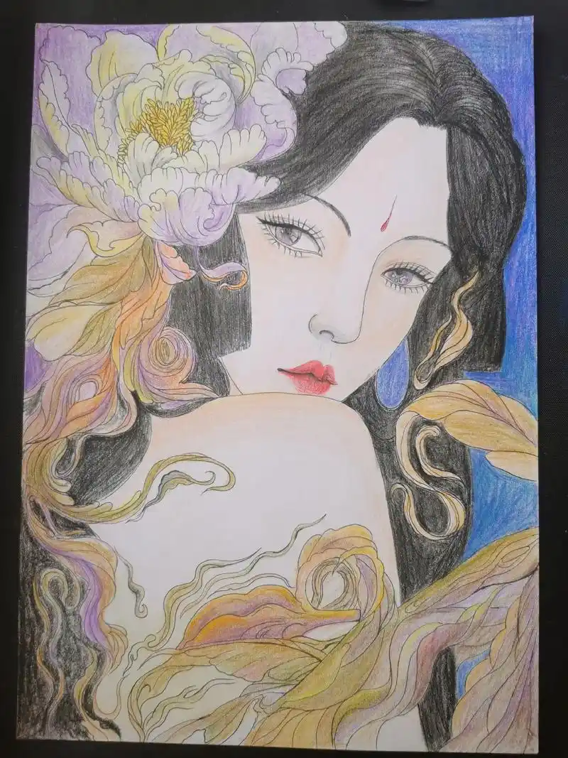 古风美人临摹练习.#临摹手绘 #一起学画画 #手绘  因为喜 - 抖音