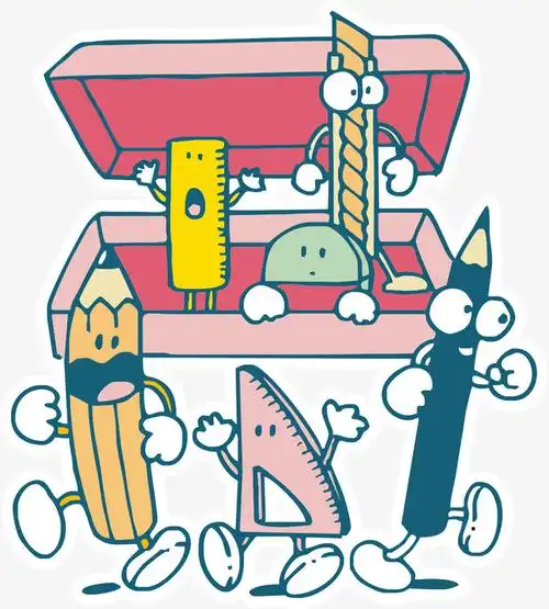 卡通文具盒矢量图