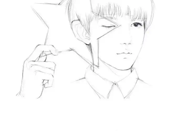 王源漫画素描简笔画王源q版简笔画怎么画图片彩色王源手绘黑白简笔画