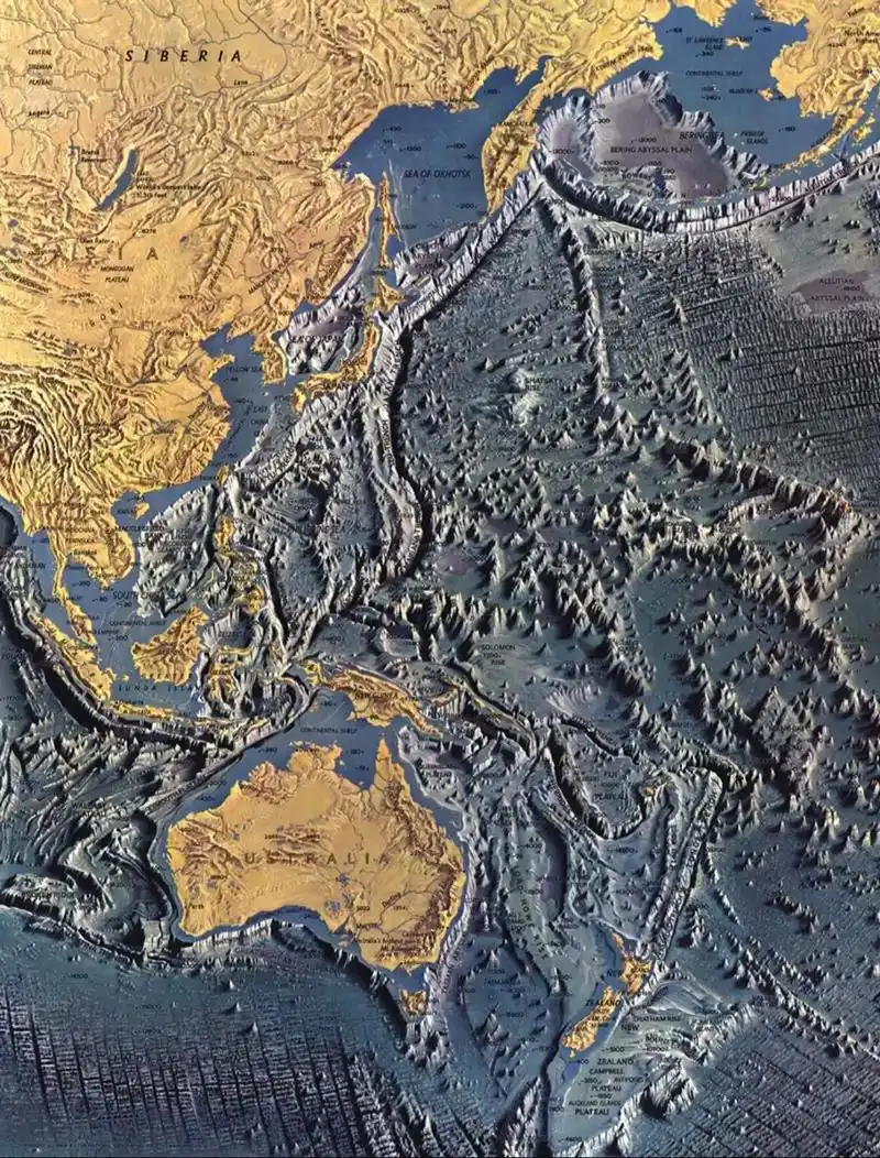 太平洋海底地形地貌示意图,岛屿相当于山 - 抖音