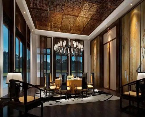 1000㎡中式现代餐饮空间装修案例_效果图_土巴兔装修网