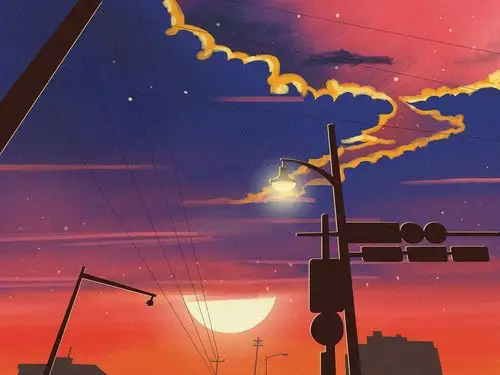 ps-板绘插画-傍晚与我