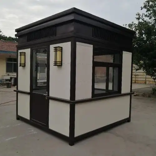 岗亭厂家山东旭丰金属雕花板岗亭门卫房成品可定制