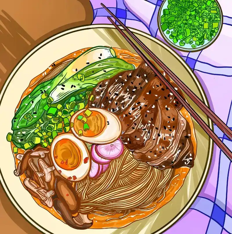 painter绘画日系线稿风美食卤肉