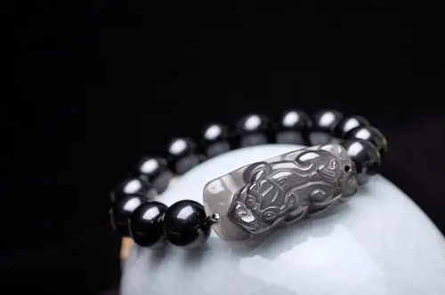 黑曜石冰种貔貅招财手链