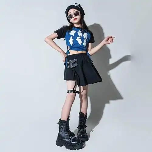 潮酷女孩jazz辣妹时装模特走秀潮服少儿街舞演出服爵士舞女童服装