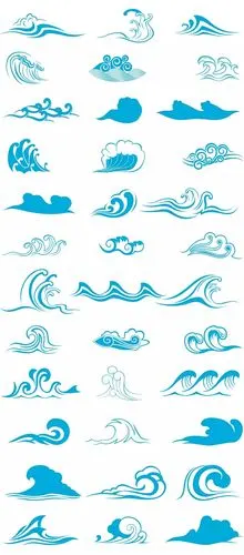 卡通波涛浪花矢量素材海报素材波浪纹理