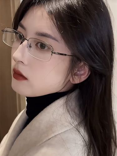 高启兰同款金属半框眼镜小方形网红禁欲系御姐高冷镜框配近视韩版