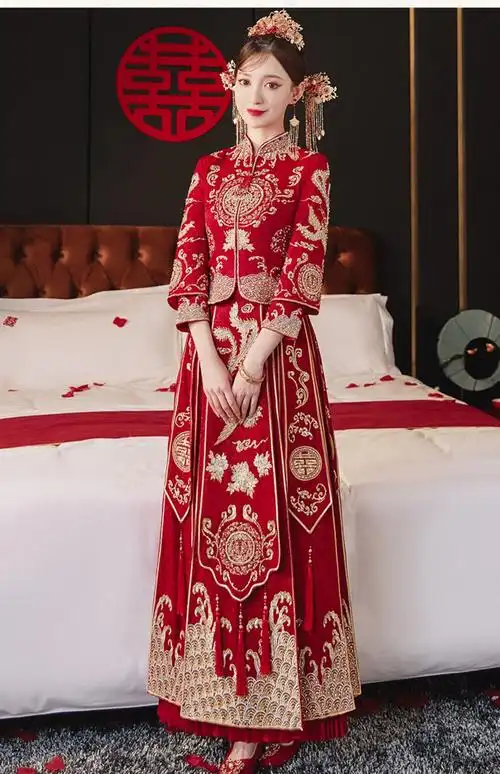 驰良秀禾服新娘2022年新款中式新娘服婚服婚纱礼服敬酒服龙凤褂女2021