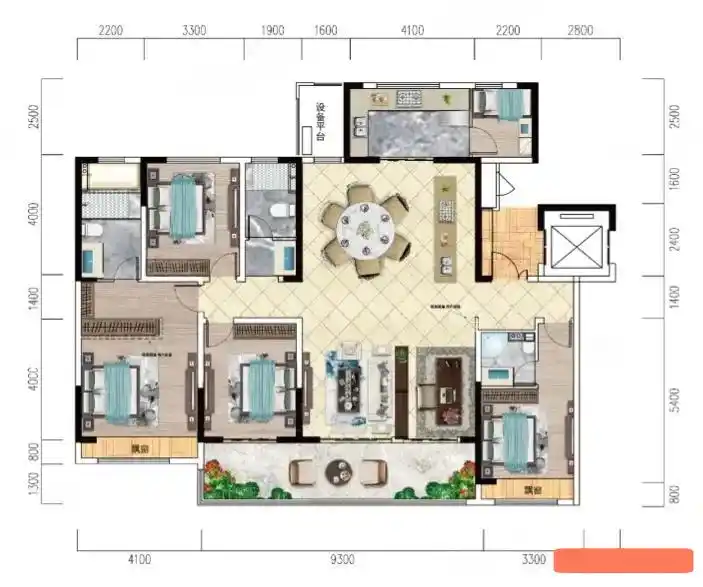 200平米优雅完美大户型,南向阳台长度超过9米