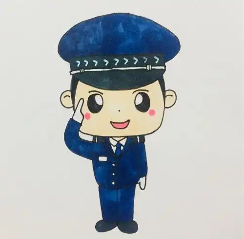 彩色警察叔叔简笔画怎么画敬礼警察叔叔简笔画步骤