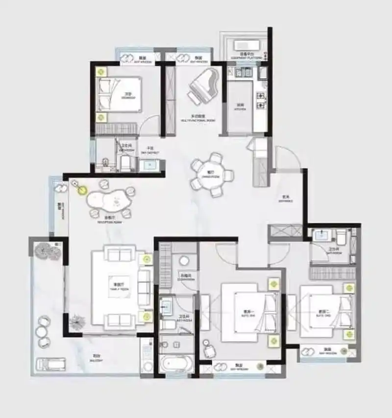 同样是180平米的户型,你更喜欢哪一个呢?