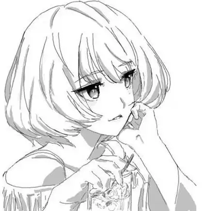 铅笔画人物漫画素描-大眼睛小女孩