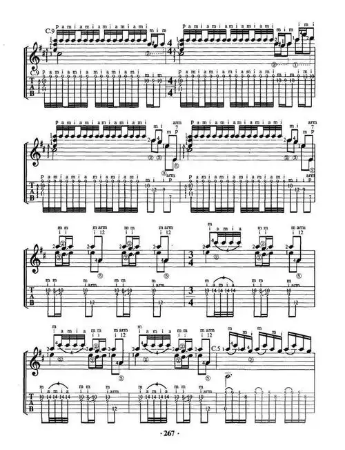 一把古典吉他演奏:《十面埋伏》中国经典古曲_谱子