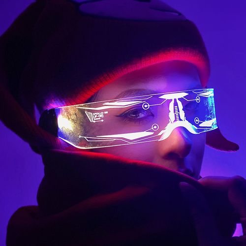 超酷蹦迪眼镜发光赛博朋克未来科技感led酒吧道具抖音男女科幻潮