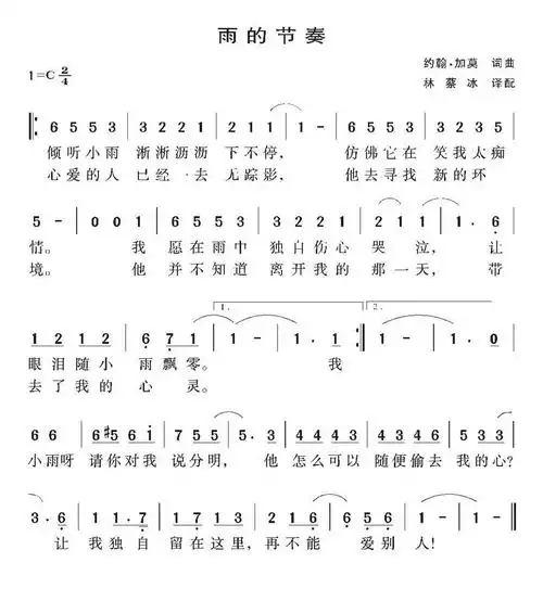 lovepu(传谱)查看更多>>(雨的节奏) / lovepu传谱相关歌谱:[简谱]雨的